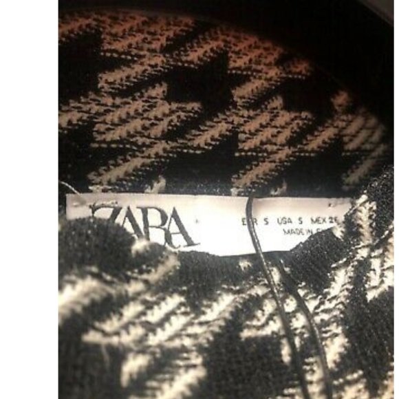 🖤🤍🖤 ZARA Houndstooth Rushed Dress, Size S, NWT - Picture 4 of 6